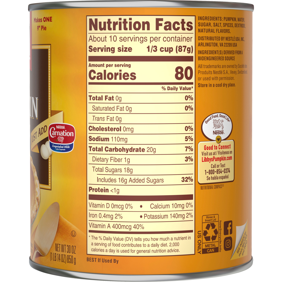Libby's Nestle Pumpkin Pie Mix-30 oz.-12/Case