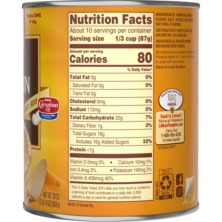 Libby's Nestle Pumpkin Pie Mix-30 oz.-12/Case