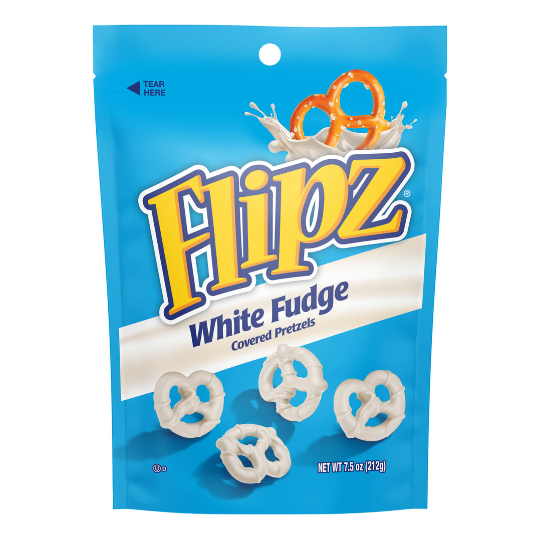 Flipz Pretzels Chocolate Covered White Fudge Stand Up Pouch-7.5 oz.-8/Case