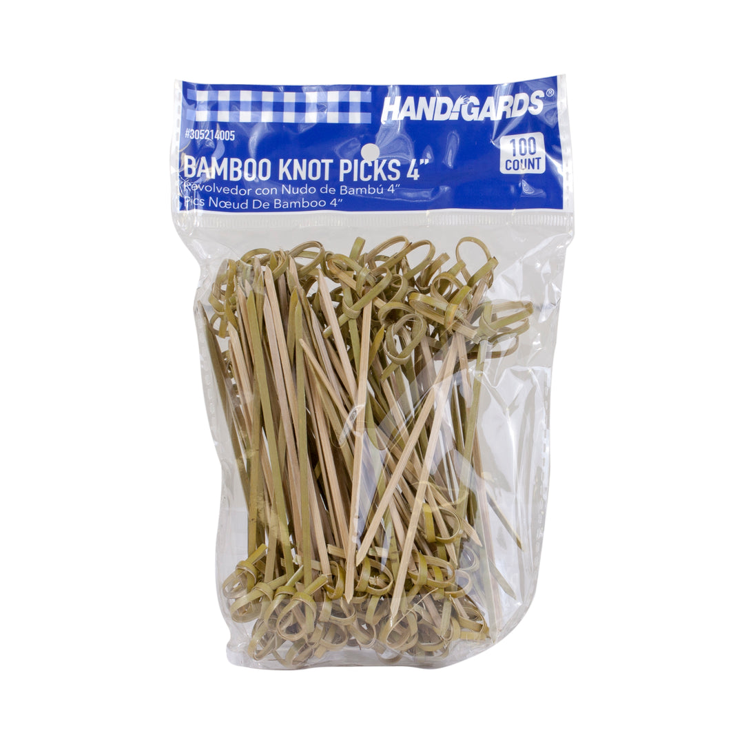 Handgards 4 Inch Wood Bamboo Pick With Knot-100 Each-100/Box-10/Case