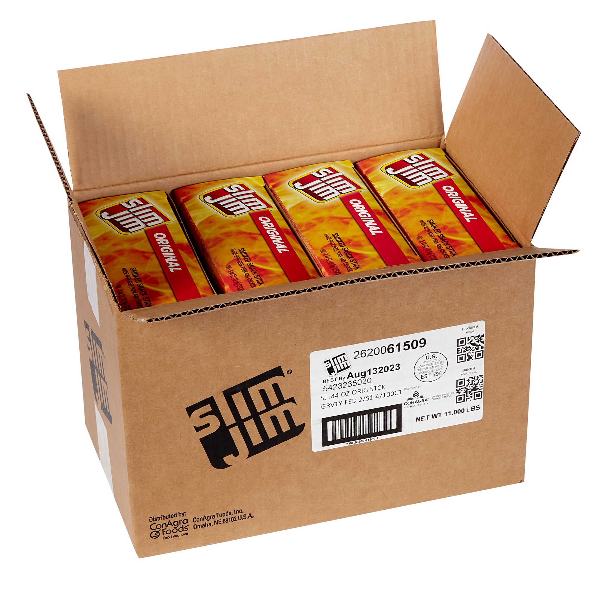 Slim Jim Original Snack Sticks-0.44 oz.-100/Box-4/Case MPN