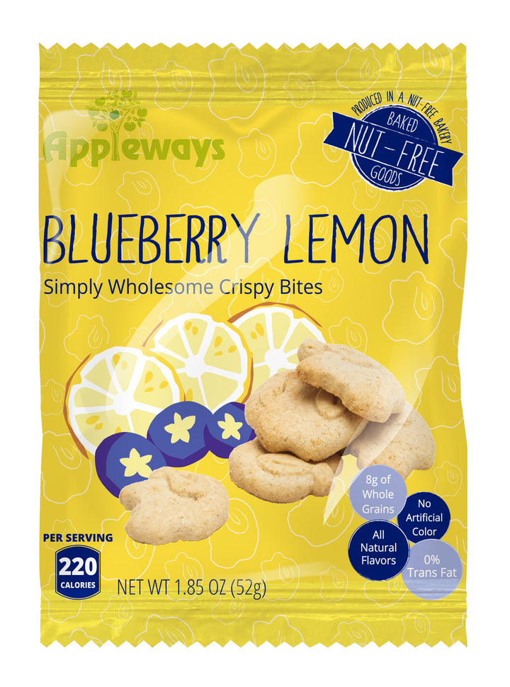 Appleways Whole Grain Blueberry Lemon Crispy Bites Individually Wrapped-1.85 oz.-180/Case