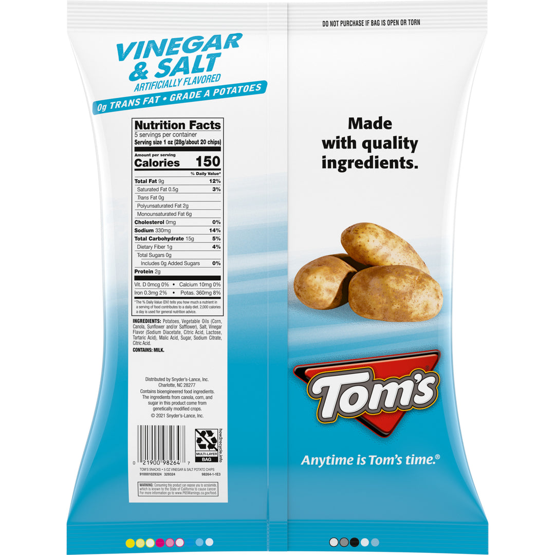 Toms Flat Chips Vinegar Salt-5 oz.-9/Case
