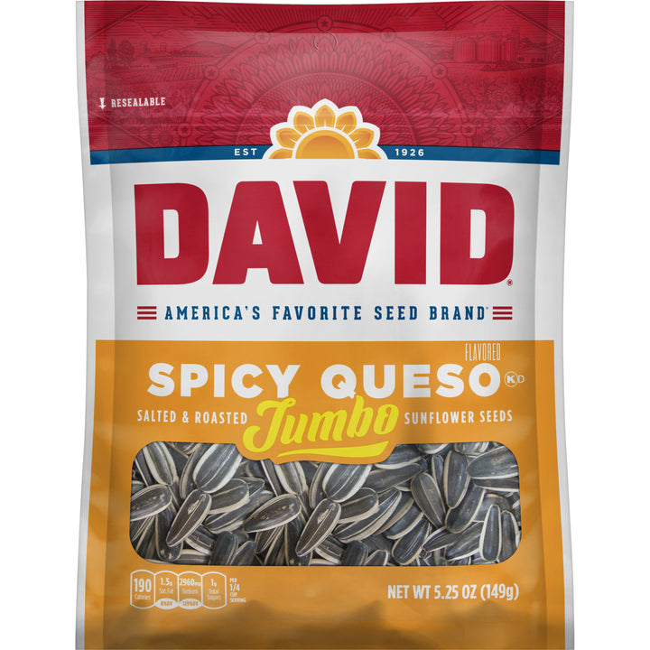 David Spicy Queso Jumbo Sunflower Seeds-5.25 oz.-12/Case