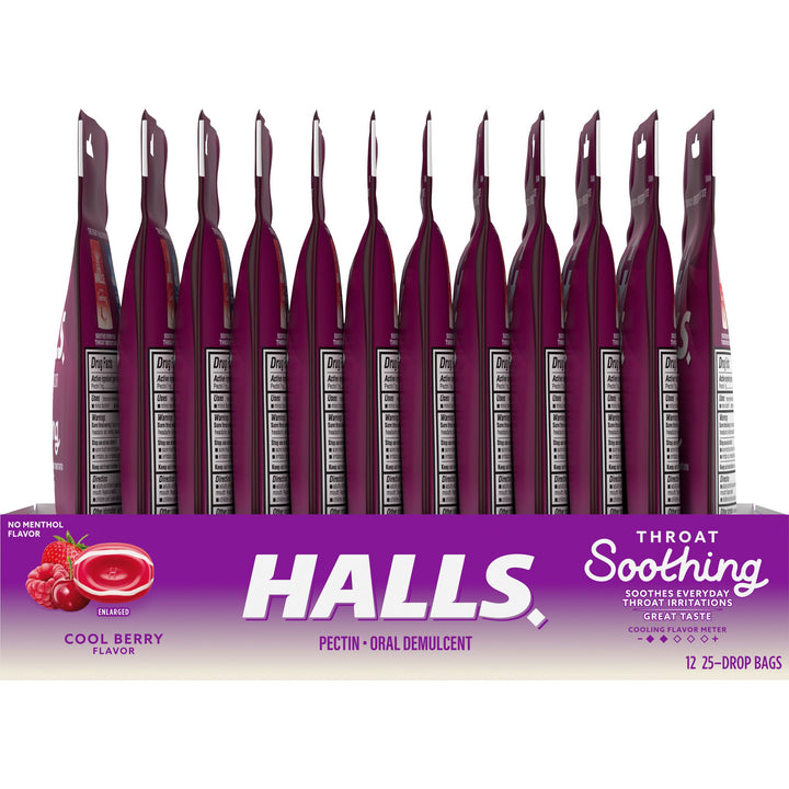 Halls Breezers Cool Berry Cough Drops-25 Count-12/Box-4/Case