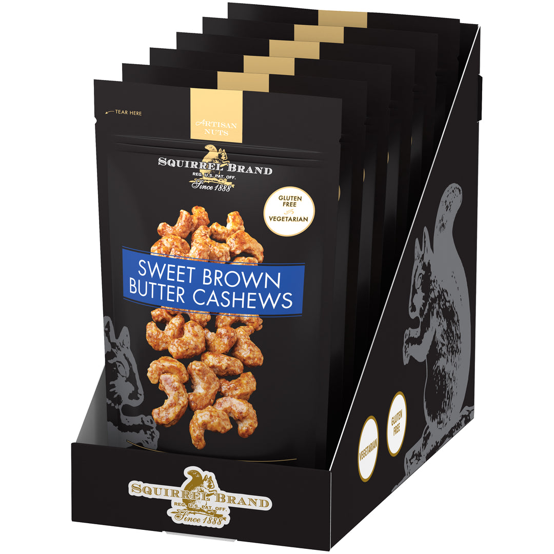 Squirrel Sweet Brown Butter Cashews-3.5 oz.-6/Case