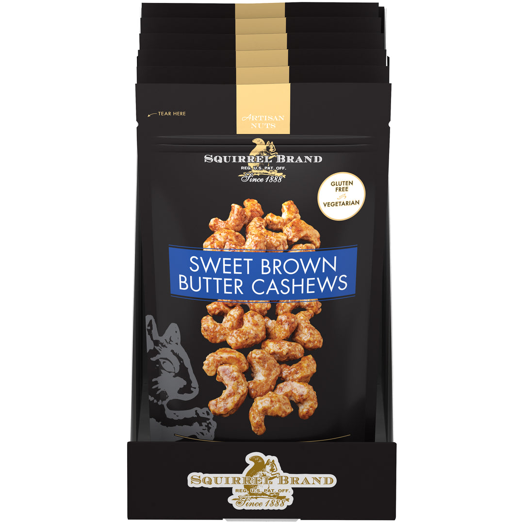 Squirrel Sweet Brown Butter Cashews-3.5 oz.-6/Case