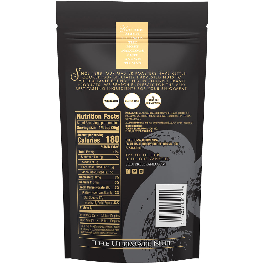 Squirrel Sweet Brown Butter Cashews-3.5 oz.-6/Case