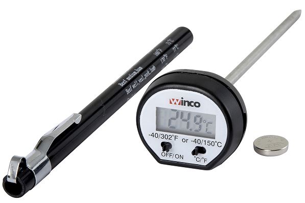 Winco 4.75 Inch 15/16 Lcd Digital Probe Black Thermometer-1 Each