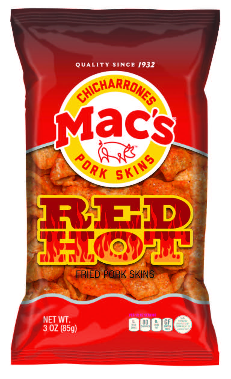 Mac's Red Hot Pork Skins-3 oz.-12/Case