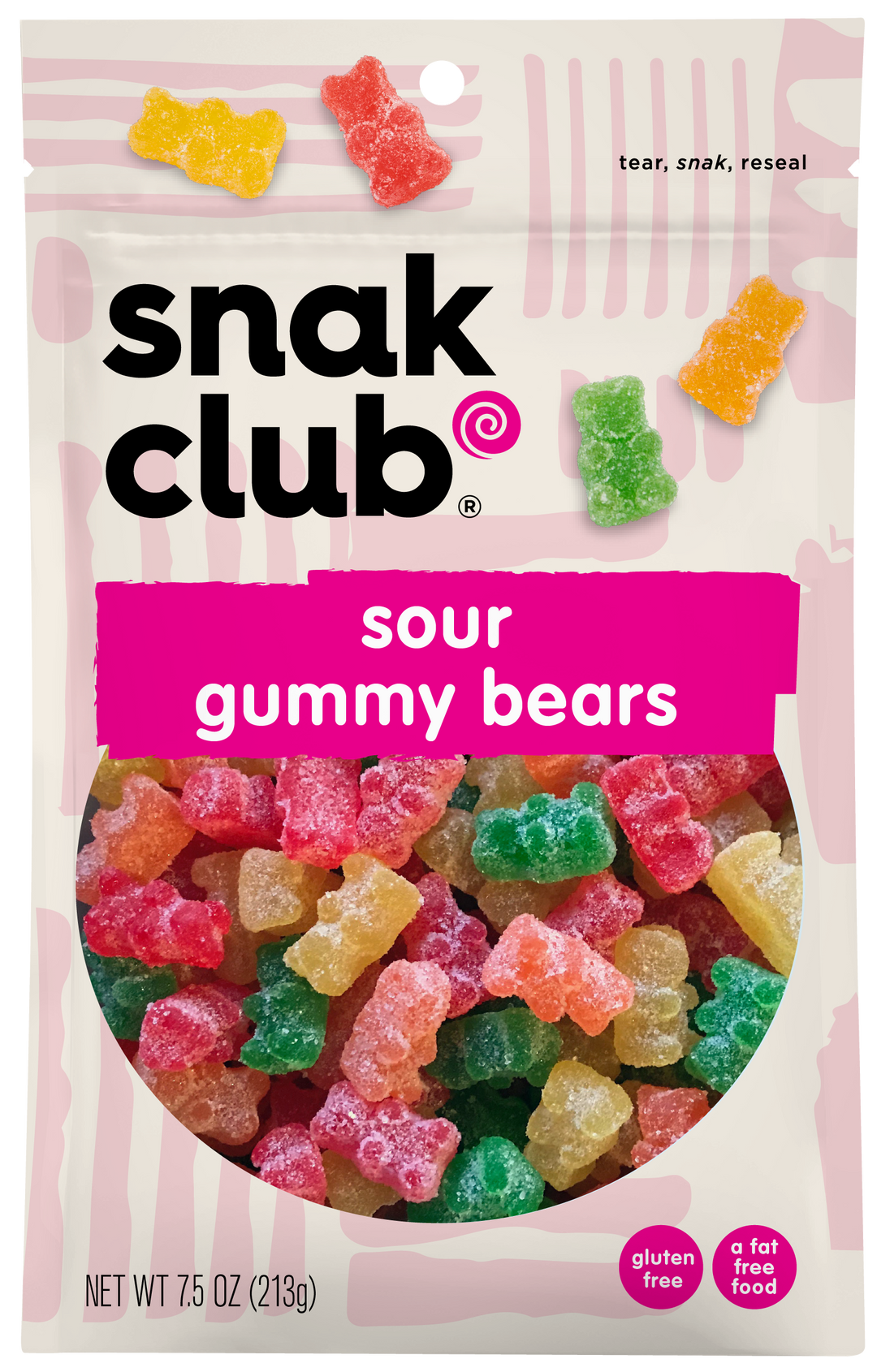 Snak Club Century Snacks Sour Gummy Bears Gummy Bears-0.465 lb.-6/Case