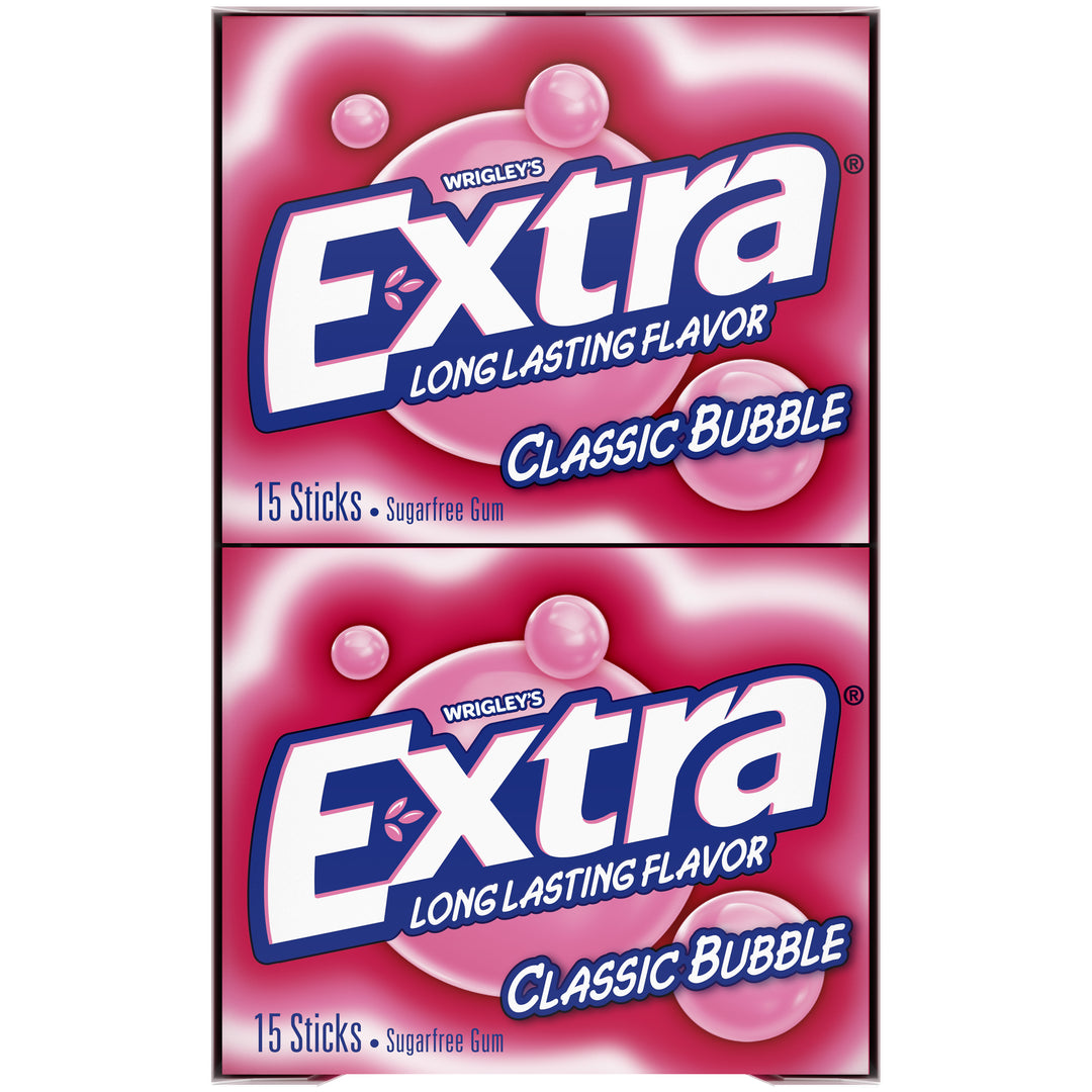 Extra 15 Piece/Unit Single Serve Classic Bubble Gum-15 Piece-10/Box-12/Case