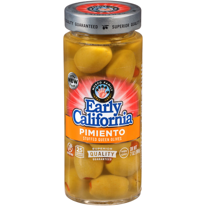 Early California Pimento Stuffed Queen Olives Jar-7 oz.-12/Case