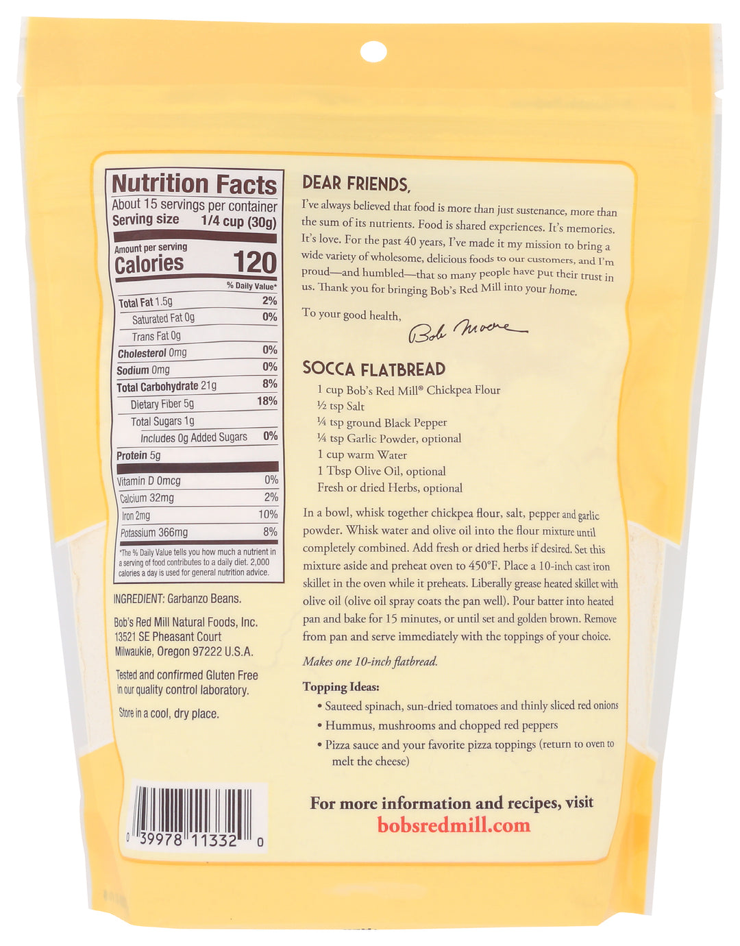 Bob's Red Mill Natural Foods Inc Chickpea Flour-16 oz.-4/Case