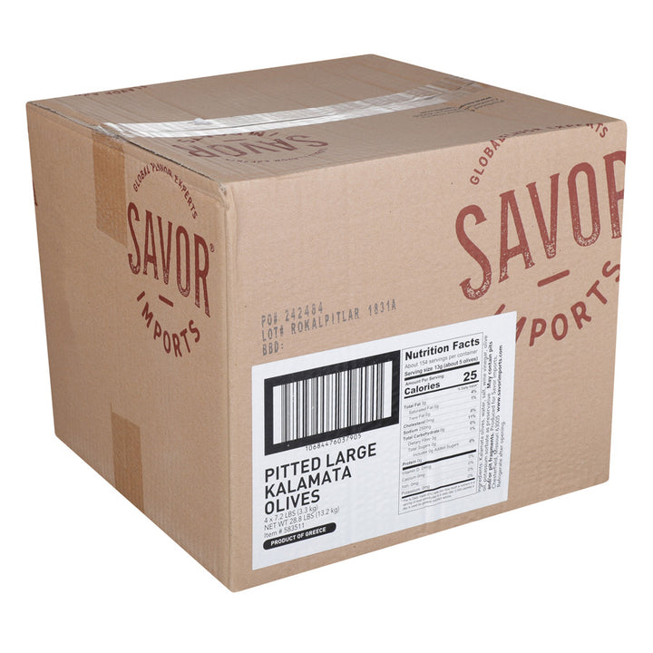 Savor Imports Large Pitted Kalamata Olives Bulk-2 Kilogram-4/Case