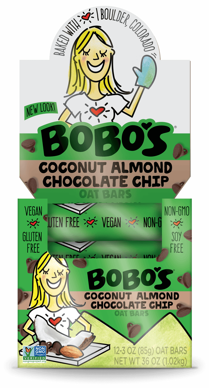Bobo's Oat Bars Gluten Free-Vegan Coconut Almond Chocolate Chip Bar-3 oz.-12/Box-4/Case