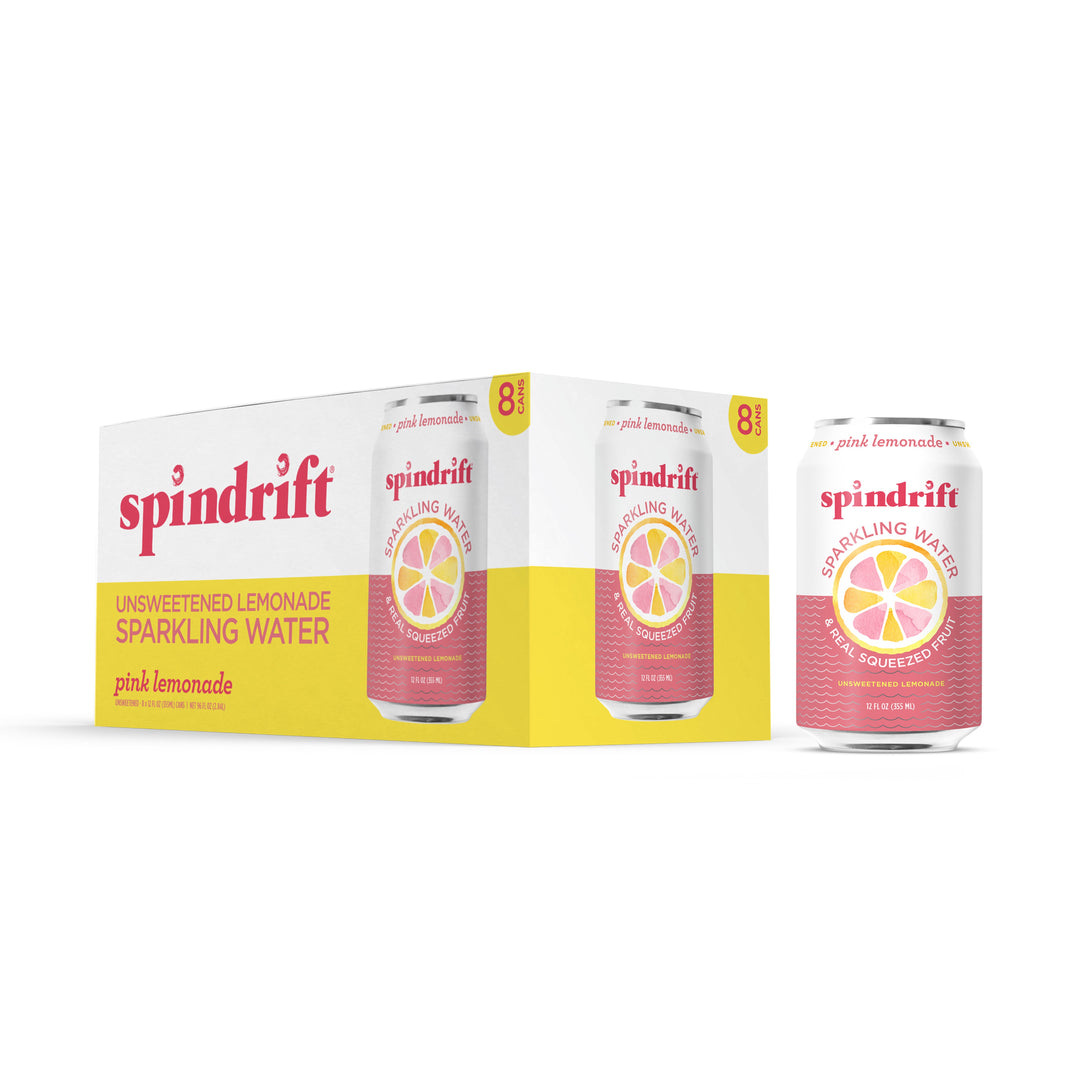 Spindrift Pink Lemonade Flavored Sparkling Water-12 fl oz.-8/Box-3/Case