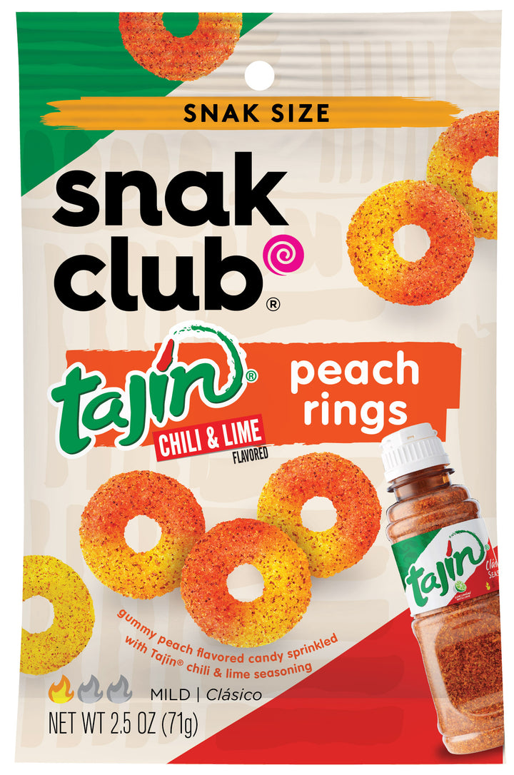 Snak Club Century Snacks Tajin Peach Rings Gummy Candy-2.5 oz.-12/Case