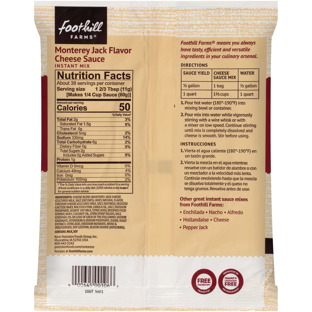 Foothill Farms Add Water Monterey Jack Cheese Sauce Mix-15.5 oz.-8/Case