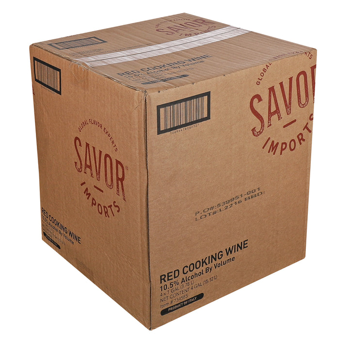 Savor Imports Dry Red Genuine Italian 10.5/12 Alcohol Cooking Wine-1 Gallon-4/Case