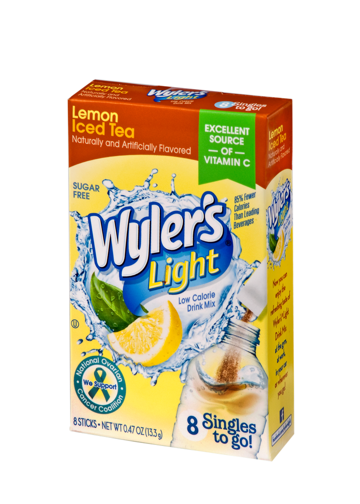Wylers Light Lemon Iced Tea Drink Mix Singles To Go-8 Count-12/Case