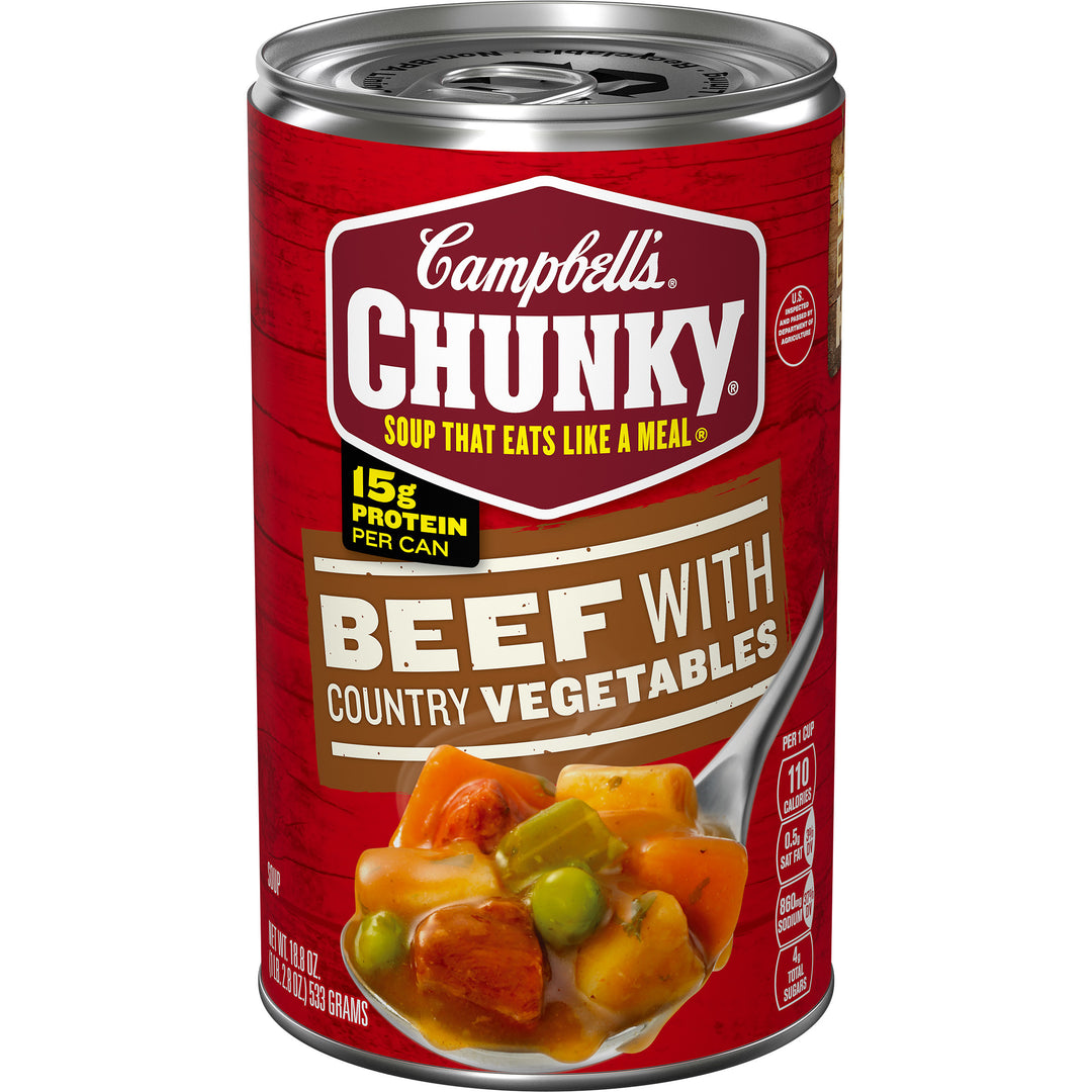 Campbell's Chunky Beef With Country Vegetable Easy Open Soup-18.8 oz.-12/Case