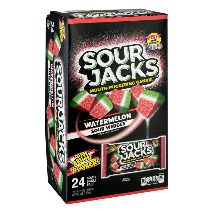 Sour Jacks Candy Watermelon Soft & Chewy Gummy Candy-2 oz.-24/Box-6/Case