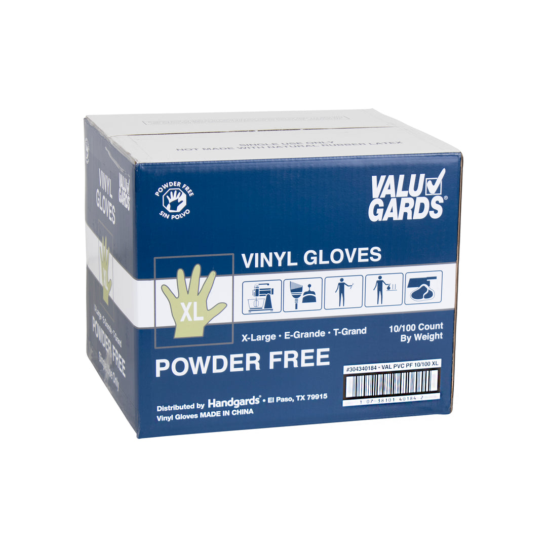 Valugards Extra Large Powder Free Vinyl Glove-100 Each-100/Box-10/Case