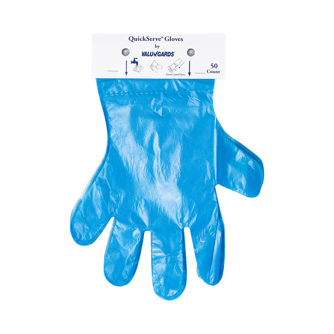 Valugards Poly Quick Serve Blue One Size Fits All Glove-50 Each-50/Box-20/Case