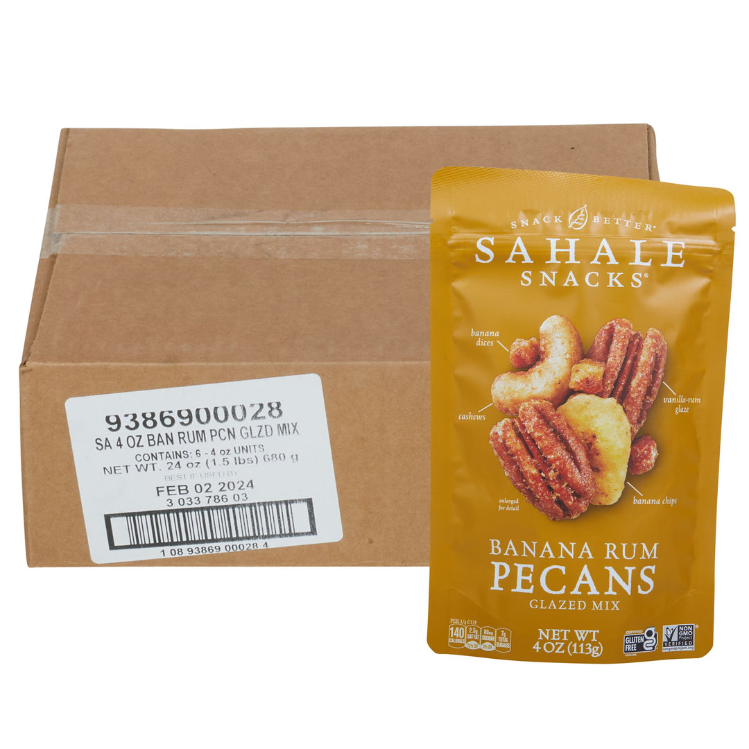 Sahale Pecans Banana Rumami Glazed Mix-4 oz.-6/Case