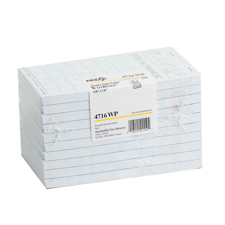 National Checking Waitrpad 4.25 Inch X 7.25 Inch 8 Line White 1 Part Guest Check-100/Book-5000 Each-1/Case