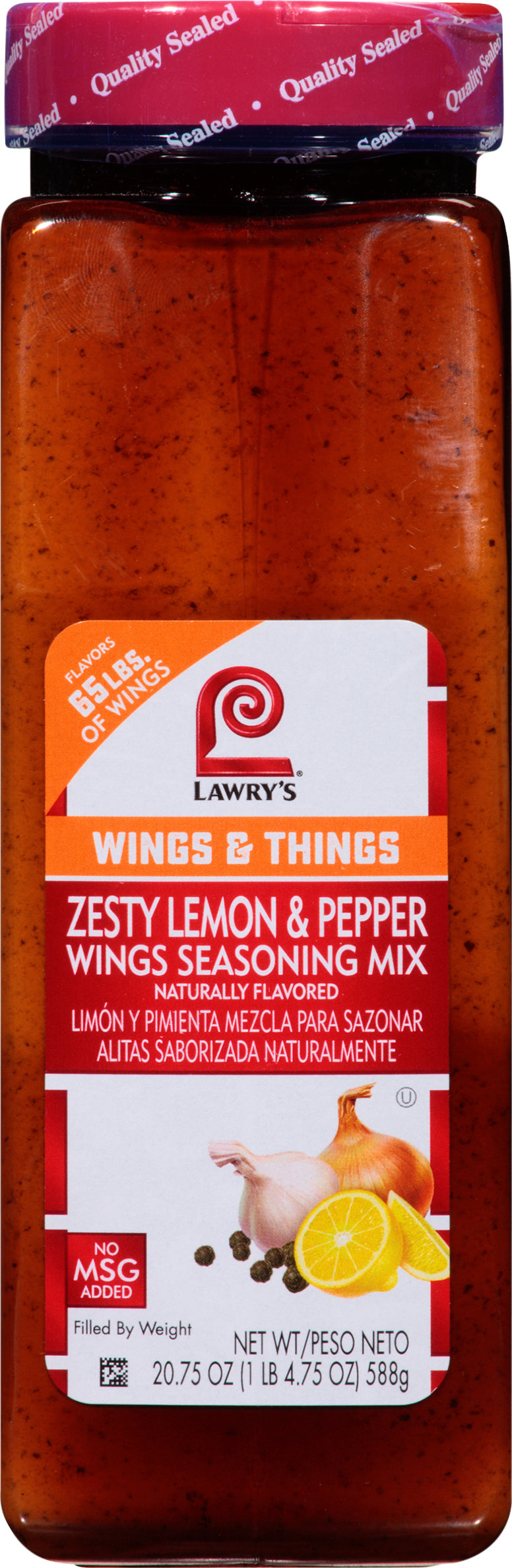 Lawry's Zesty Lemon Pepper Wing Seasoning Mix-20.75 oz.-6/Case