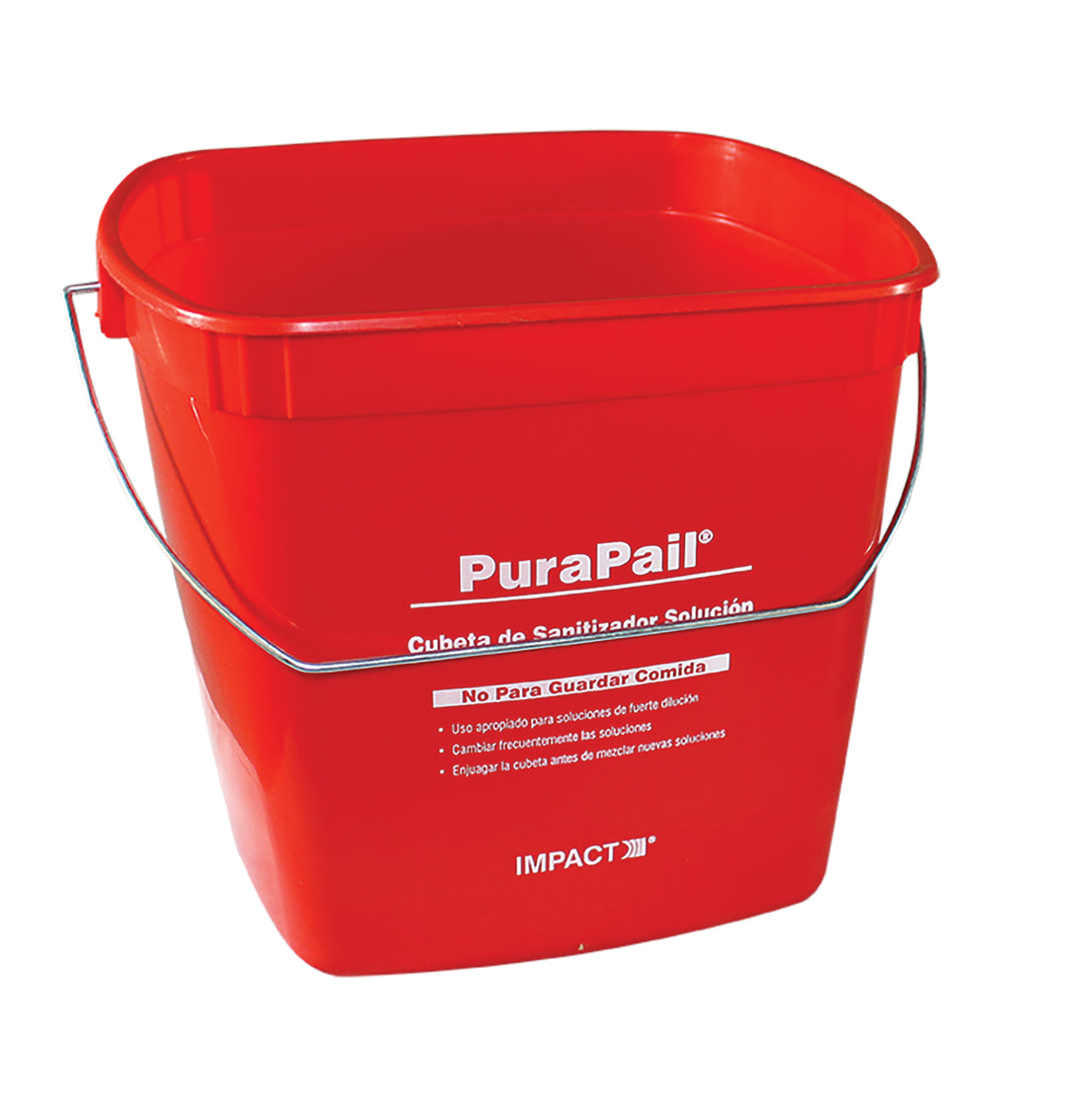 Purapail Pail Utility 6 Quart Red Sanitizing-1 Count-12/Case