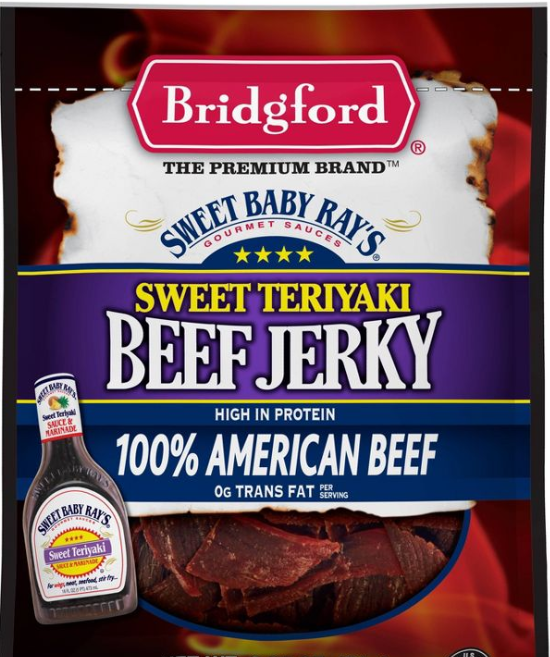 Bridgford Sweet Teriyaki Beef Jerky-1.25 oz.-8/Box-6/Case