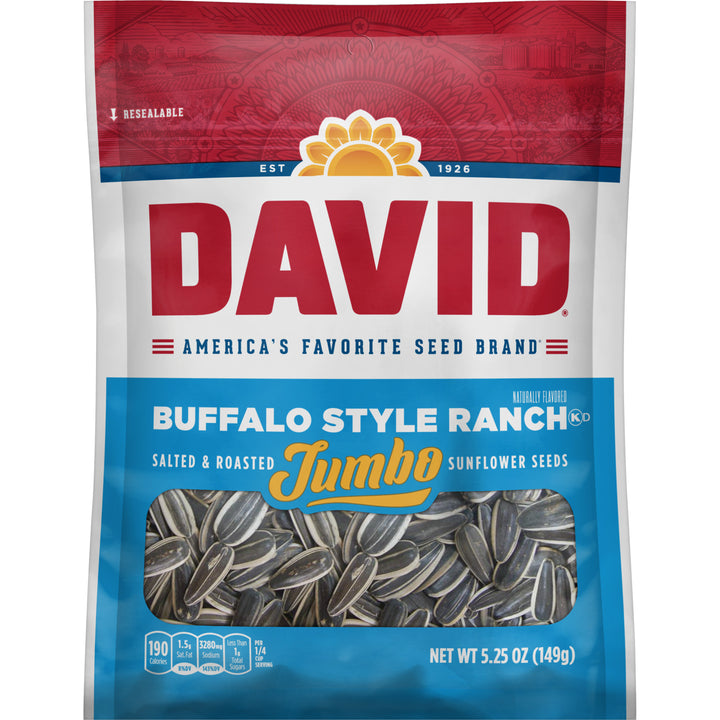 David Roasted And Salted Buffalo Style Ranch Jumbo Sunflower Seeds-5.25 oz.-12/Case