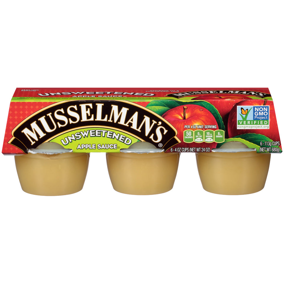 Musselman's Unsweetened Apple Sauce-4 oz. Bowls-24 oz.-12/Case