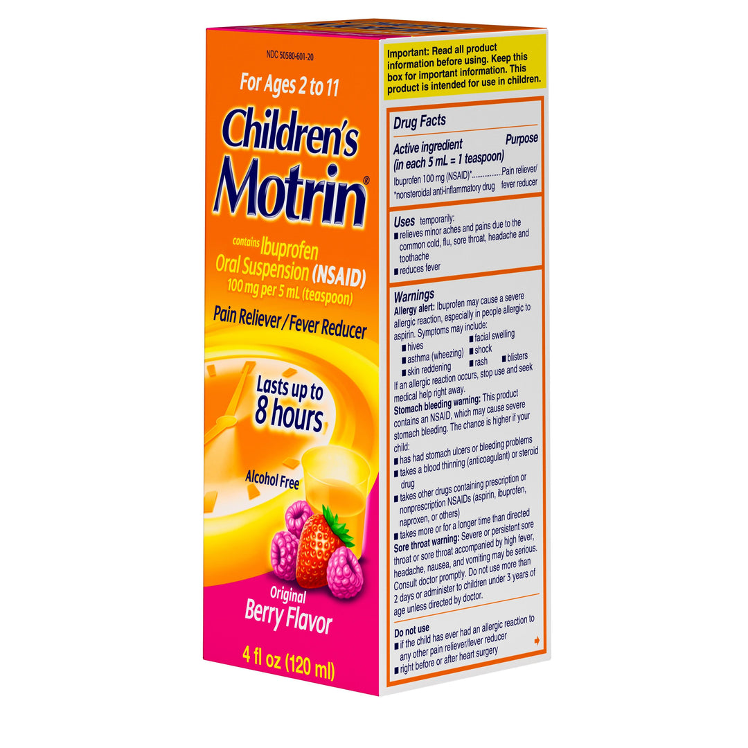 Motrin Children's Berry Oral Suspension Ibuprofen-4 fl oz.s-3/Box-12/Case