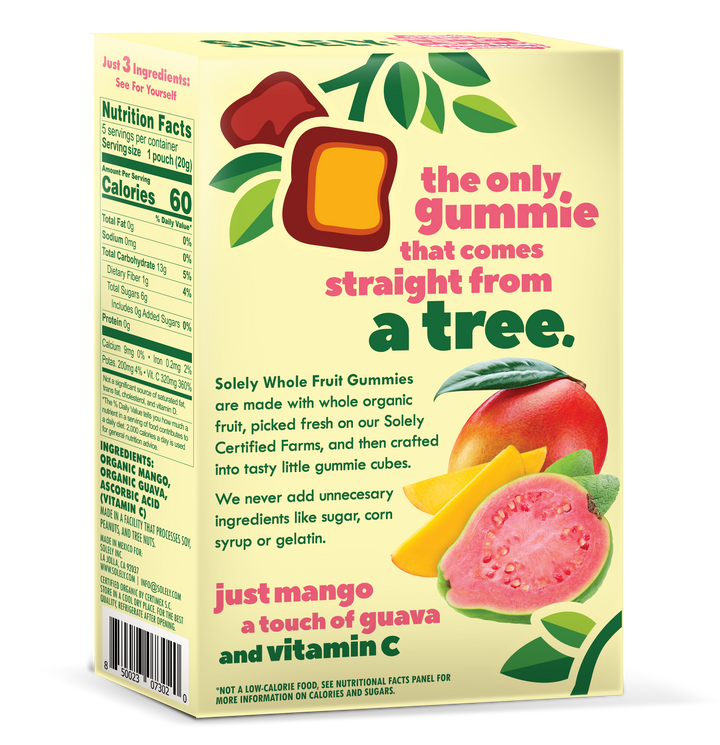 Solely Organic Whole Fruit Mango Guava Gummies-3.5 oz.-8/Case