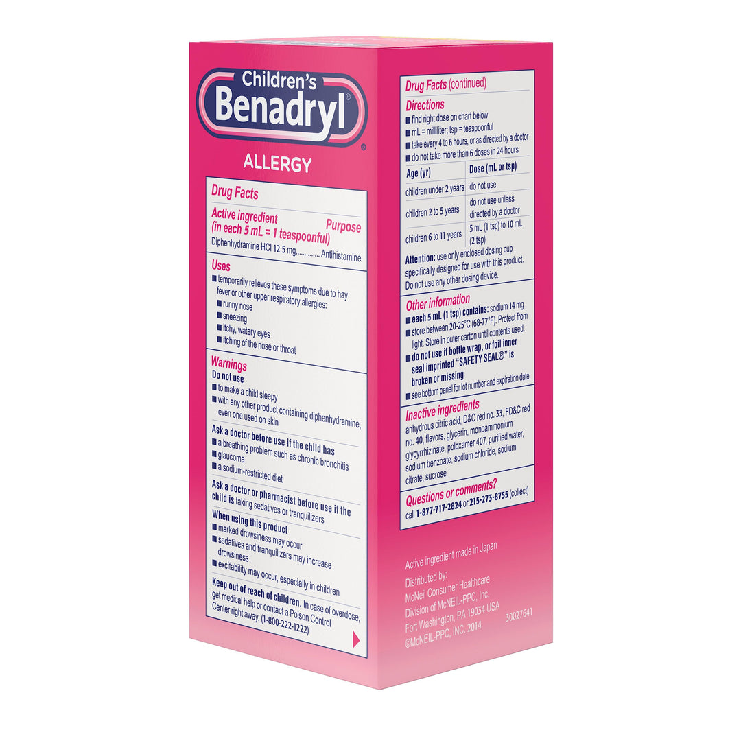 Benadryl Children's Allergy Liquid Cherry-8 fl oz.-3/Box-8/Case