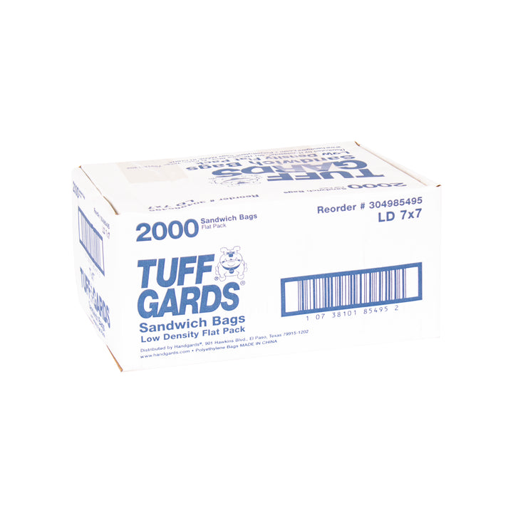 Tuffgards 7 Inch X 7 Inch Low Density Clear Flat Sandwich Bag-2000 Each-200/Box-1/Case
