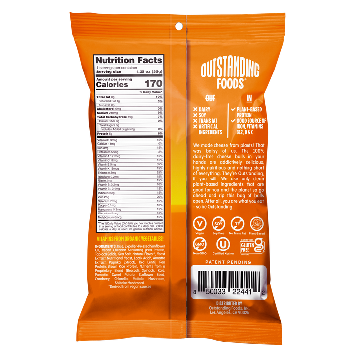 Outstanding Cheese Balls Cheddar-1.25 oz.-8/Case