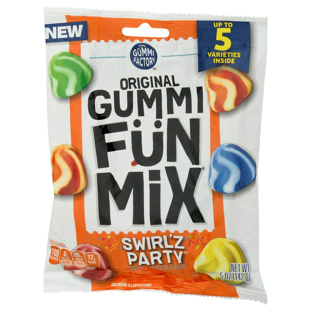 Original Gummi Factory Fun Mix Swirlz Party Gummy Candy-5 oz.-12/Case