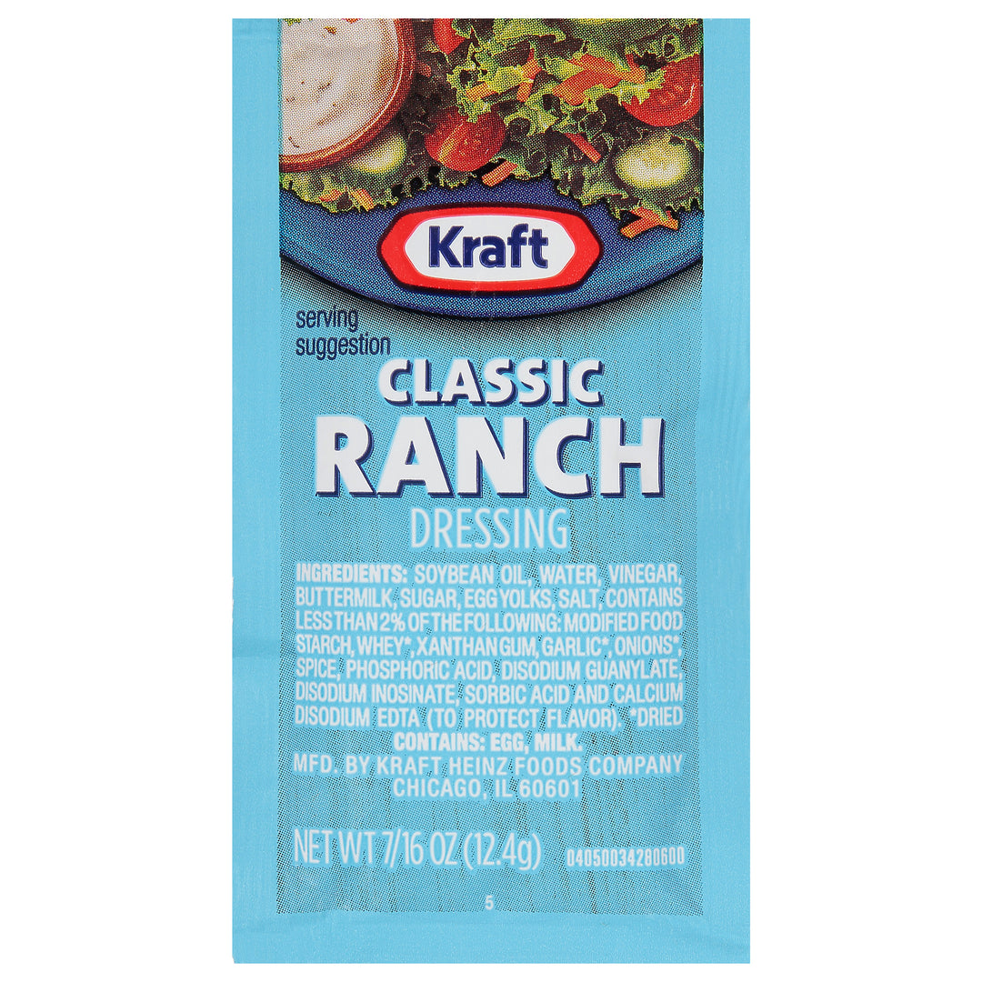 Kraft Creamy Ranch Dressing Single Serve, 0.44 Ounce, 200 per Case Kraft Creamy Ranch Dressing Single Serve, 0.44 Ounce, 200 per Case