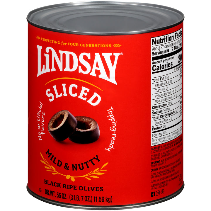 Lindsay Black Ripe Sliced Olives Canned-55 oz.-6/Case