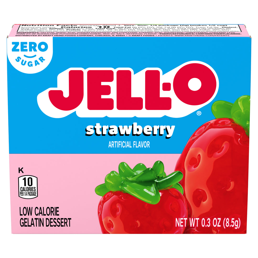 Jell-O Sugar Free Strawberry Flavored Gelatin Mix-0.3 oz.-24/Case