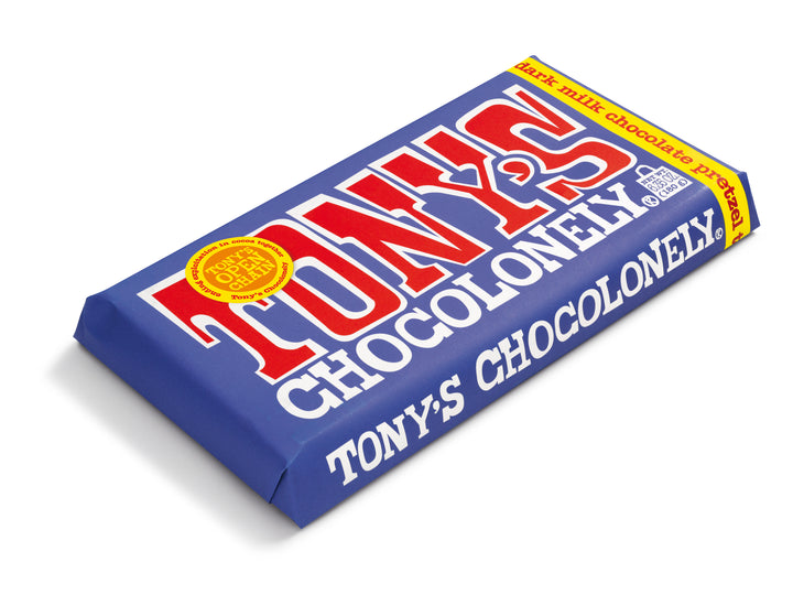 Tony's Chocolonely 42% Dark Milk Chocolate With Pretzel And Toffee-6.35 oz.-15/Case