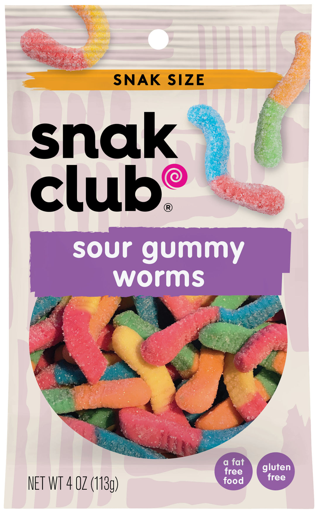 Snak Club Sour Worms-4 oz.-12/Case