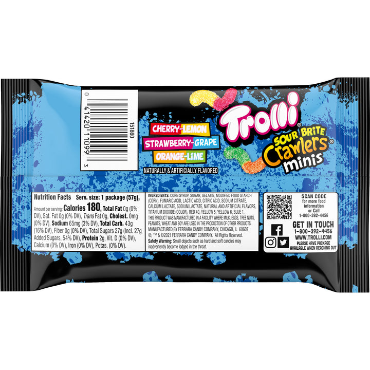 Trolli Minis Sour Brite Crawlers Gummy Candy-2 oz.-18/Box-8/Case