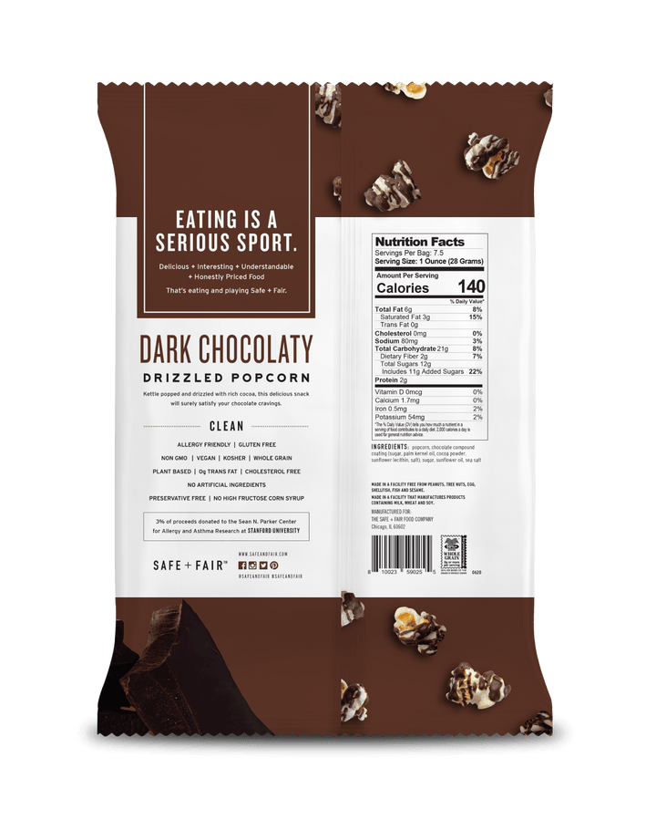 Safe + Fair Chocolate Drizzled Popcorn-7.5 oz.-5/Case
