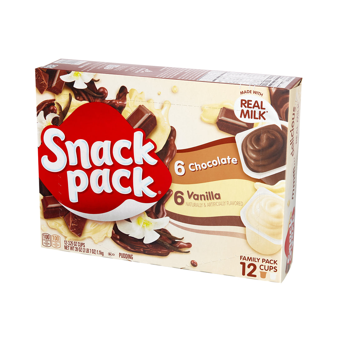 Snack Pack Pudding Chocolate Vanilla Family Pack-3.25 oz.-6/Case